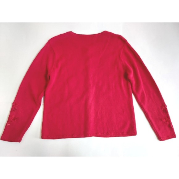 Ladies Heirloom Collectibles Vintage 2003 Red Beaded Embroidered Sweater Large - Picture 9 of 10